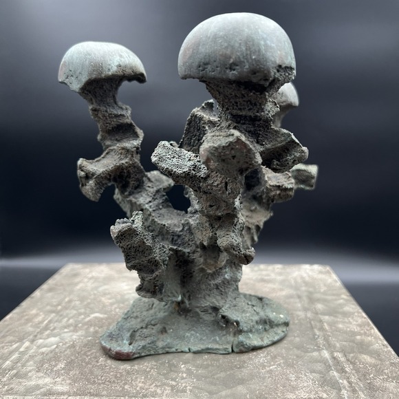Other - Vtg Brutalist Cast Bronze Mushroom Sculpture 6.5" Mid Century Organic Art MCM